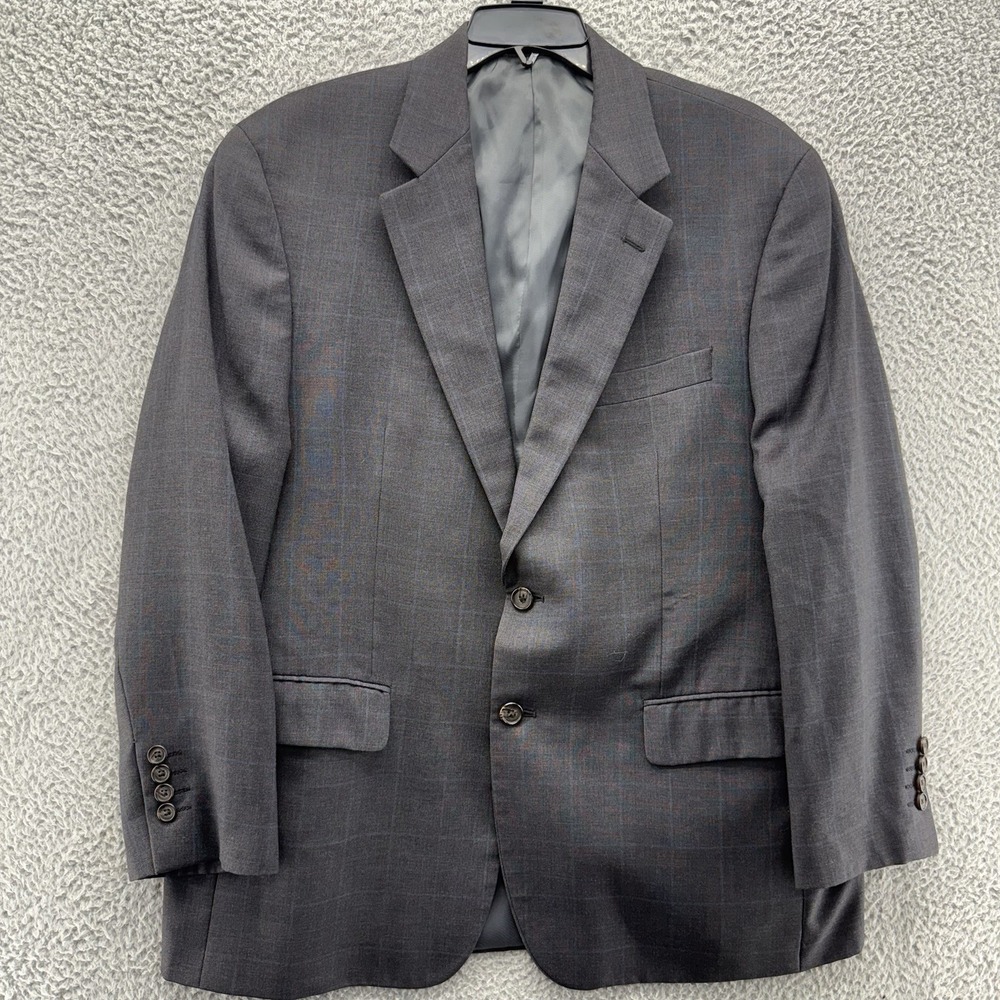 Ralph Lauren Blazer  Mens 42S Sport Coat‎ Jacket Window Pane Plaid Gray Blue